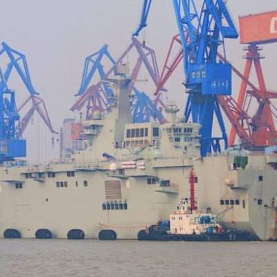 Chinese Type 075 Big Deck Amphib Preparing for Sea Trials