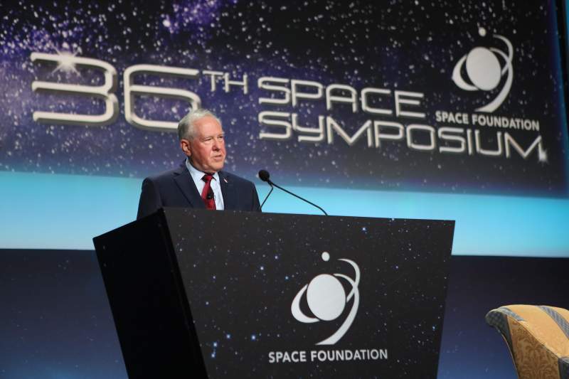 Secretary of the Air Force the Honorable Frank Kendall speaks at the 36th Space Symposium Aug. 24, 2021 in Colorado Springs, Col.