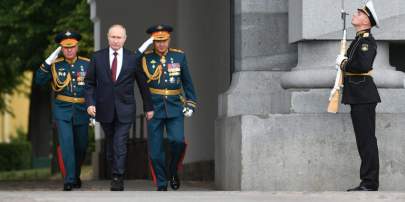 ALEXEY NIKOLSKY/SPUTNIK/AFP via Getty Images Russian President Vladimir Putin at the Navy Day parade in St. Petersburg, July 2021. 