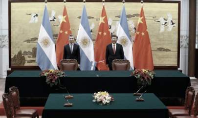 Chinese leader Xi Jinping and Argentina's then-President Mauricio Macri attend a signing ceremony at the Great Hall of the People on May 17, 2017 in Beijing, China. (Damir Sagolj/Pool/Getty Images)