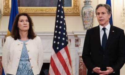 U.S. Secretary of State Antony Blinken meets with Swedens Foreign Minister Ann Linde at the State Department in Washington, DC, on May 4, 2022. (Michael McCoy/ POOL/AFP via Getty Images)