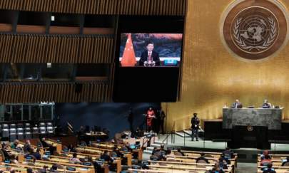 Chinese leader Xi Jinping virtually addresses the 76th Session of the U.N. General Assembly in New York on Sept. 21, 2021. (Spencer Platt/POOL/AFP via Getty Images)