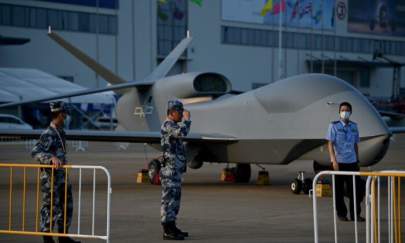 A People's Liberation Army (PLA) Air Force WZ-7 high-altitude reconnaissance drone is seen a day before the 13th China International Aviation and Aerospace Exhibition in Zhuhai, southern China's Guangdong Province on Sept. 27, 2021. (NOEL CELIS/AFP via Getty Images)