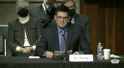 President Biden's nominee John Plumb testifies Jan. 13, 2022, at a hearing of the Senate Armed Services Committee. Credit: DoD webcast