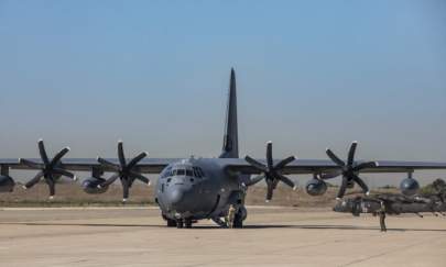 A Lockheed KC-130J prepares for takeoff from Los Alamitos Airbase in Los Alamitos, Calif., on Sept. 30, 2020. (John Fredricks/The Epoch Times)