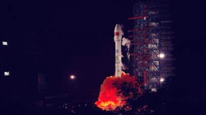 A Long March 3C rocket blasts off from the Xichang Satellite Launch Center in southwest China's Sichuan Province, on July 6, 2021. China successfully launched a new relay satellite from the Xichang Satellite Launch Center at 11:53 p.m. local time in Beijing. (Image credit: Wenbin/Xinhua)