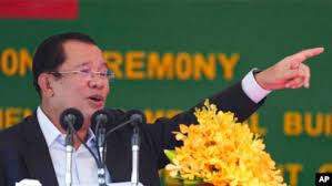 Cambodian Prime Minister Hun Sen speaks at the launching ceremony of the Cambodia-China Friendship Preah Kossamak Hospital in Phnom Penh, Cambodia, March 21, 2022.