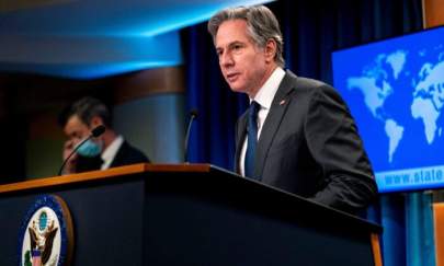 US Secretary of State Antony Blinken speaks in the briefing room of the State Department in Washington on Jan. 7, 2022. (Andrew Harnik/Pool/AFP via Getty Images)