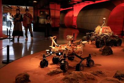 An exhibition in Beijing on Friday depicted Chinese rovers on Mars. PHOTO: NG HAN GUAN/ASSOCIATED PRESS