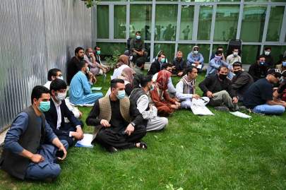 Afghan interpreters at a protest in Kabul, Afghanistan, before the beginning of the U.S. troop withdrawal in April.Credit...Wakil Kohsar/Agence France-Presse — Getty Images