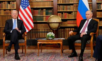 President Joe Biden (L) meets with Russian President Vladimir Putin (R) at the 'Villa la Grange' in Geneva, Switzerland, on June 16, 2021. (Denis Balibouse/Pool/AFP via Getty Images)