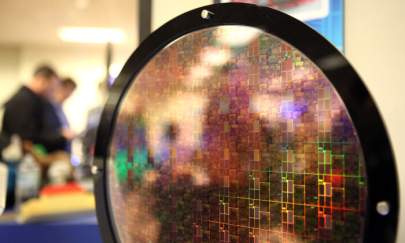 File photo of a silicon wafer on display on March 23, 2011 in San Jose, California on March 23, 2011. (Justin Sullivan/Getty Images)