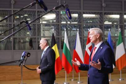 Slovenia's Prime Minister Janez Jansa and Latvia's Prime Minister Arturs Krisjanis Karins Slovakia's Prime Minister Eduard Heger arrive for an European Union Summit at the European Council building in Brussels, Belgium December 16, 2021. Kenzo Tribouillard/Pool via REUTERSREUTERS