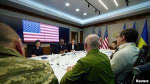 Reuters - U.S. Secretary of State Antony Blinken and U.S. Defense Secretary Lloyd Austin attend a meeting with Ukraine's President Volodymyr Zelenskyy, as Russia's attack on Ukraine continues, in Kyiv, Ukraine April 24, 2022.