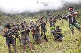 Armed West Papuan separatists in the highlands of Papua, Indonesia.(Supplied)